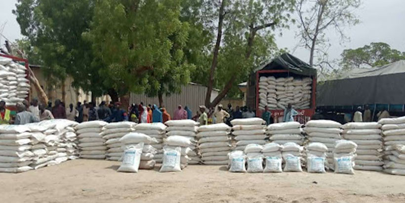 The 17 tons of certified seeds donation on display at Maiduguri, Borno State. 