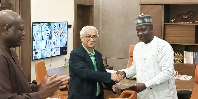 The Deputy Governor, Borno State, His Excellency Hon. Umar Usman Kadafur (Right) during the signing of the Memorandum of Understanding (MoU) in Maiduguri, Borno State.