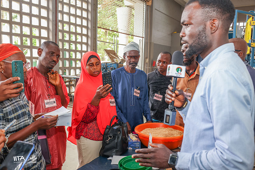 Kehinde Olabode of IITA Soybean Breeding Unit taking participants through the practical session.