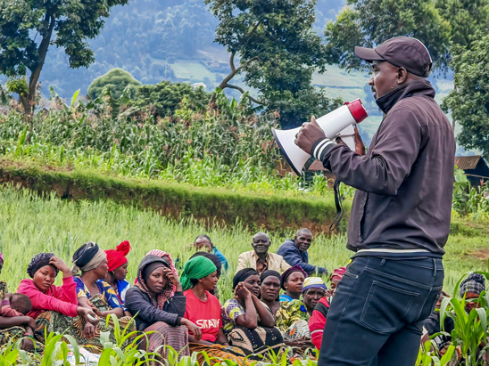Farmers participating in an ISFM awareness session in Lubero, North Kivu.
