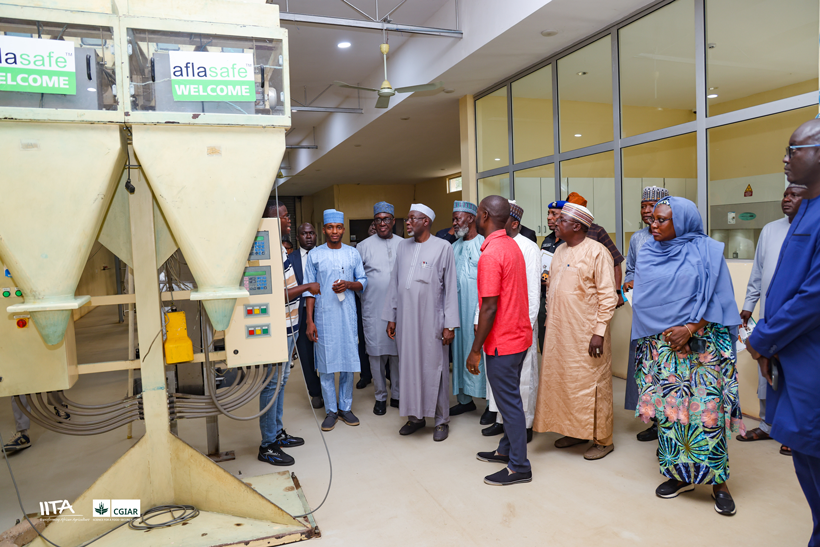 overnor Umar Namadi with Dr Simeon Ehui and the delegation at the Aflasafe building at the IITA Campus, Ibadan.
