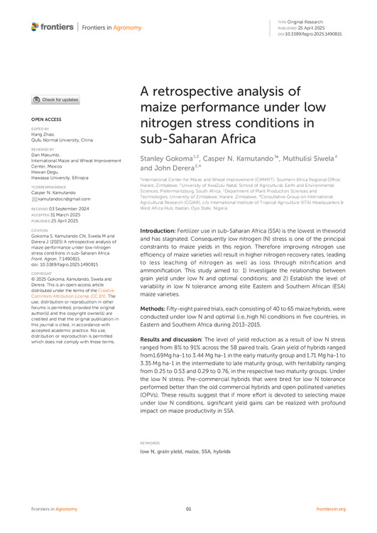 A retrospective analysis of maize performance under low nitrogen stress conditions in sub-Saharan Africa