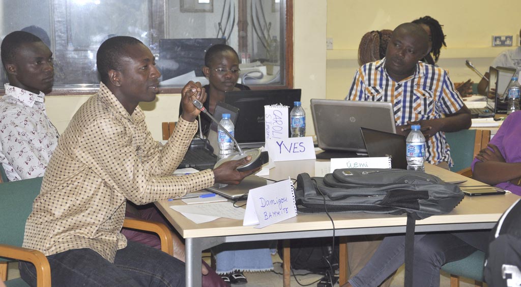 Picture of the participants interact with one another.
