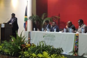 Picture of Alfred Dixon representing DG Nteranya Sanginga at the CCARDESA conference in Durban, South Africa