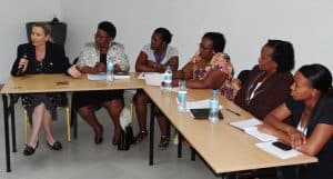 Picture of IITA women researchers in Tanzania sharing their life’s journeys  and experiences to motivate other potential female scientists.