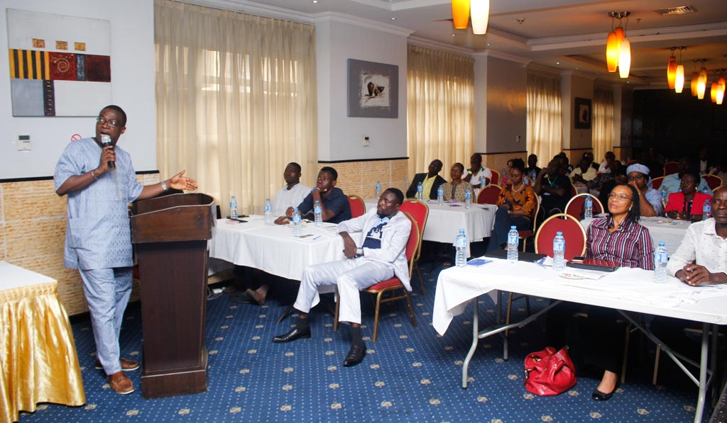 Picture of Debo Akande taking participants through the project’s vision for 2017.
