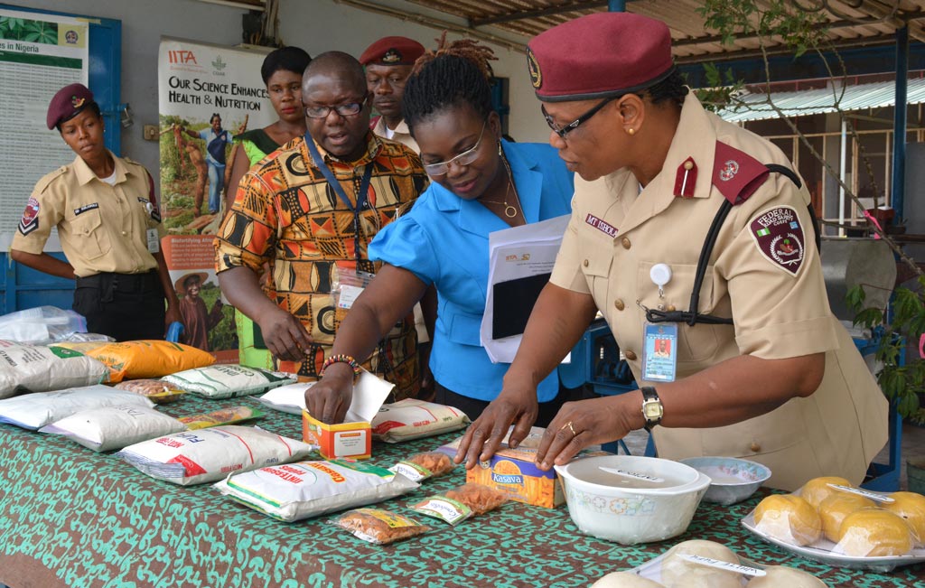 Picture of M.T. Ishola of FRSC on a tour of IITA.
