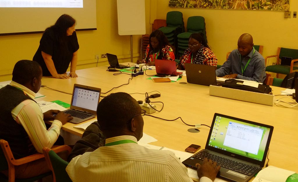 Picture of Training facilitator, Dr Jane Wright, talking to participants