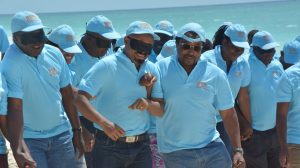 Picture of Retreat participants during the HR-led group dynamics and team building exercise.