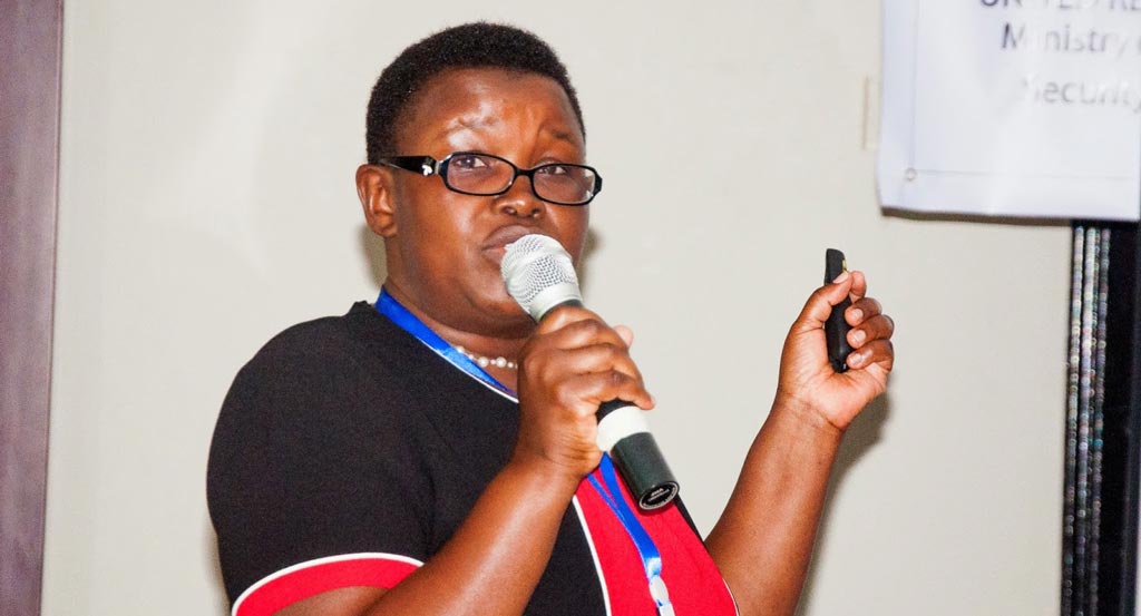 Picture of IITA’s Edidah Ampaire speaking at a previous meeting of the Learning alliance