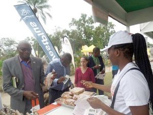 Picture of Guests and visitors looking at the various products produced by IYAKIN on display during the exhibition