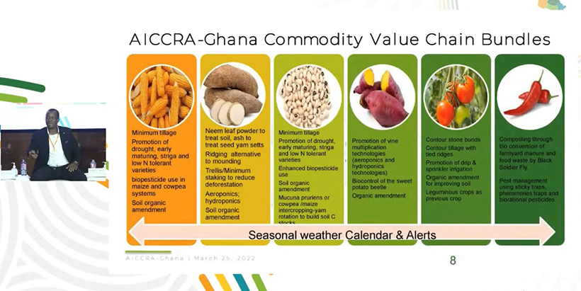 A presentation highlighting AICCRA Ghana Commodity Value Chain