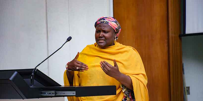 A representative of the Kaduna State beneficiaries, Aishatu Abdulkarim, sharing her testimony about the SWEAN project.