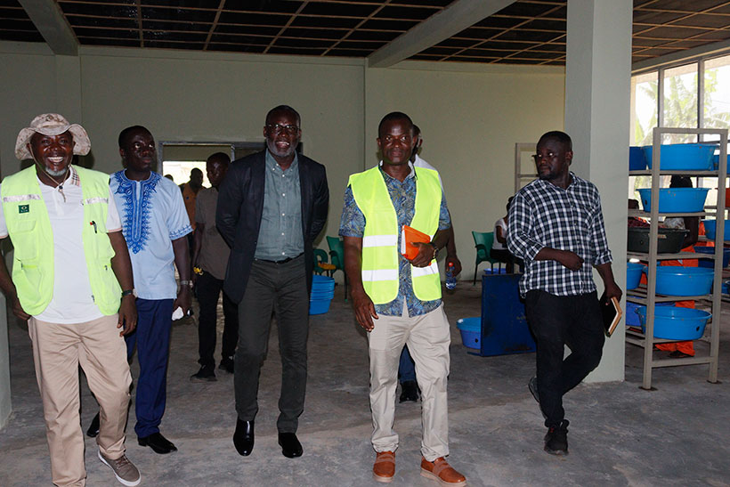 Dr Asare, IITA BBEST project team, partners, stakeholders and Engineers inspecting the BSF facilities.