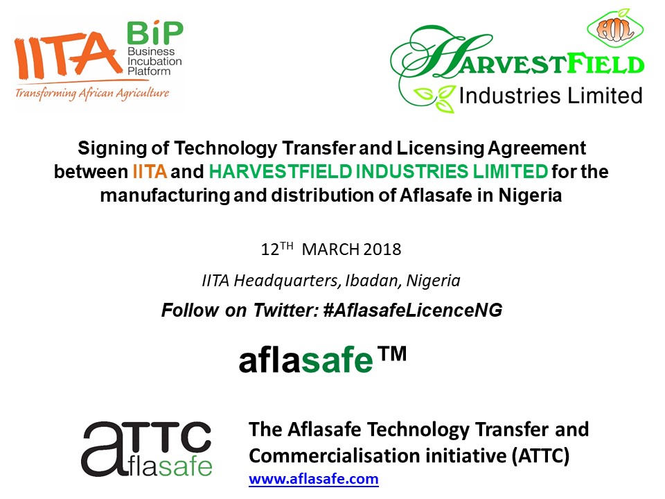 Banner of Technology Transfer and Licensing Agreement signing event