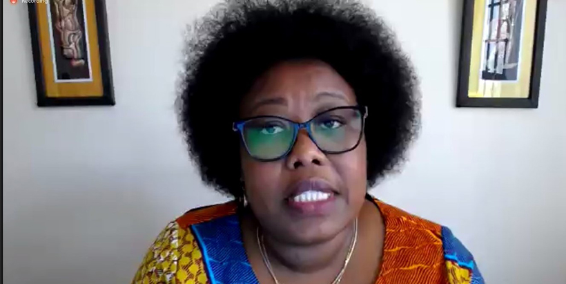 CARE International Gender and Development Expert, Maureen Miruka, speaking as a panelist on directions for gender and climate change research in Africa.