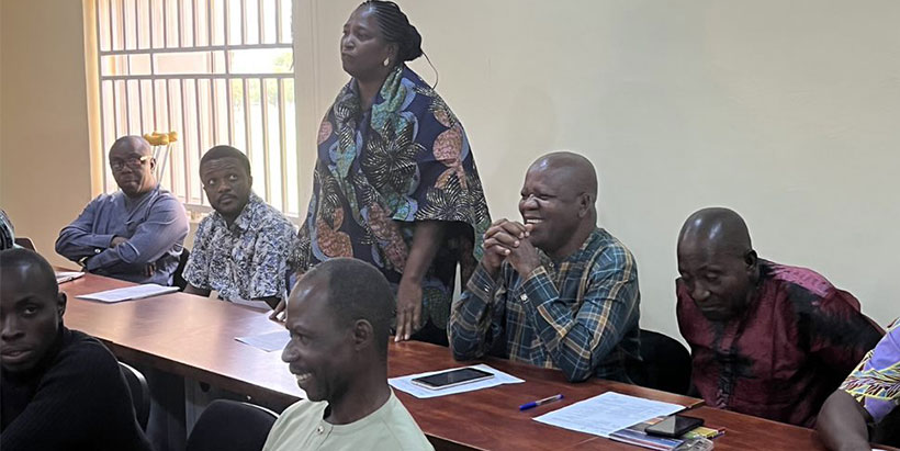 Cassava seed entrepreneurs participating in the discussions during the launch.