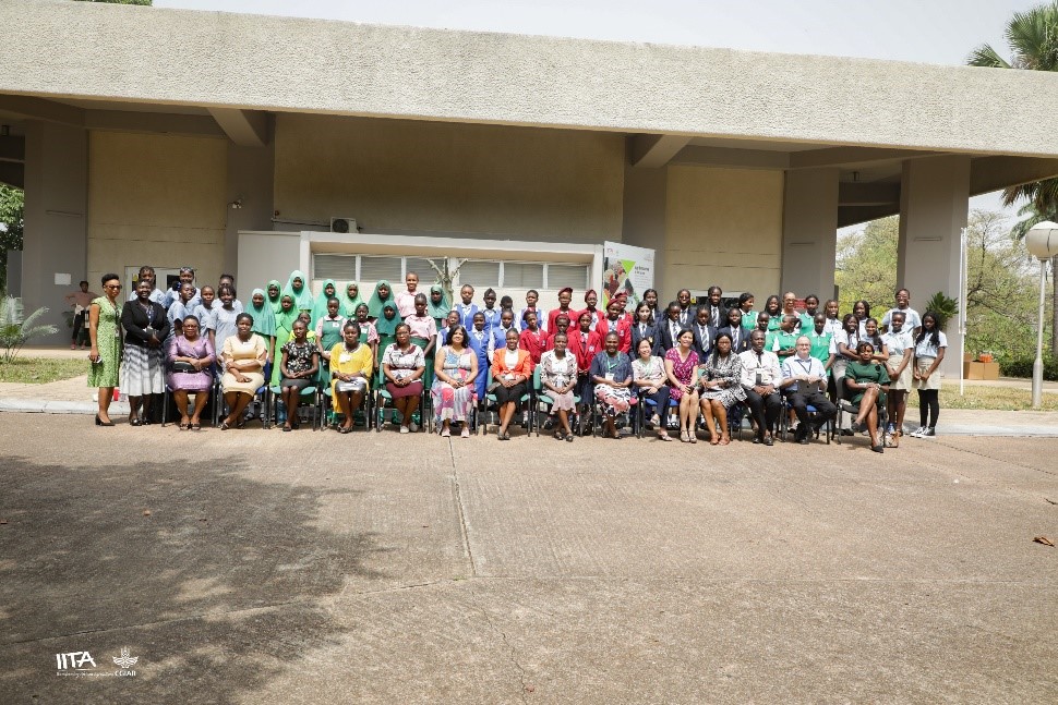  Girl-students from seven secondary schools who visited science labs in IITA headquarters in Ibadan, Nigeria.