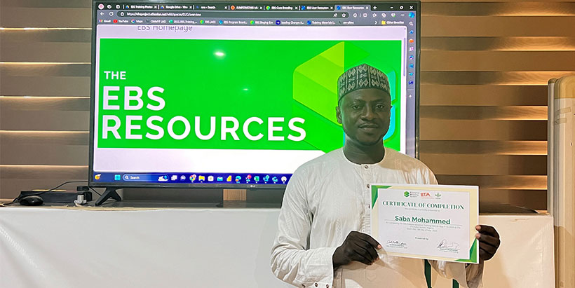 Certificate presented to Dr Mohammed Saba after the EBS training.
