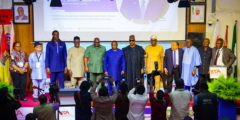 Cross section of the participants at the high-level engagement during the Presidential Visit of H.E. Dr Julius Maada Bio at IITA headquarters in Ibadan.