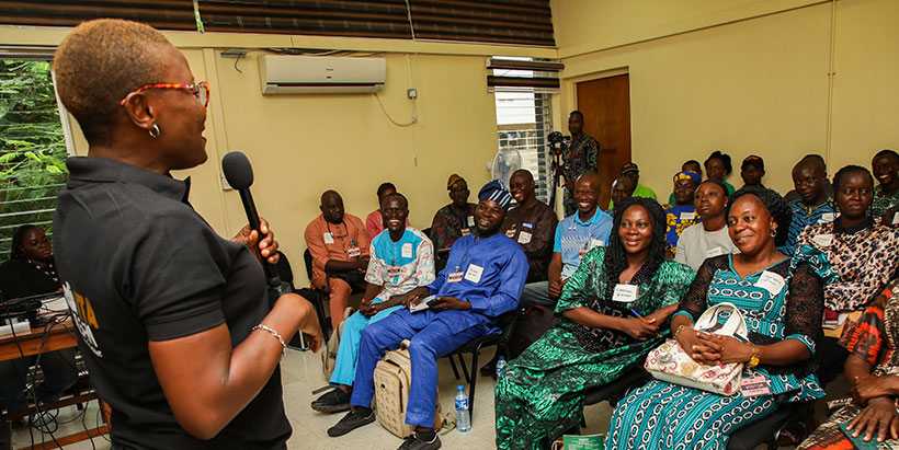 RadioIITA Team Lead, Dajie Odok, enjoining participants to make the most of the training and spread the knowledge gained.