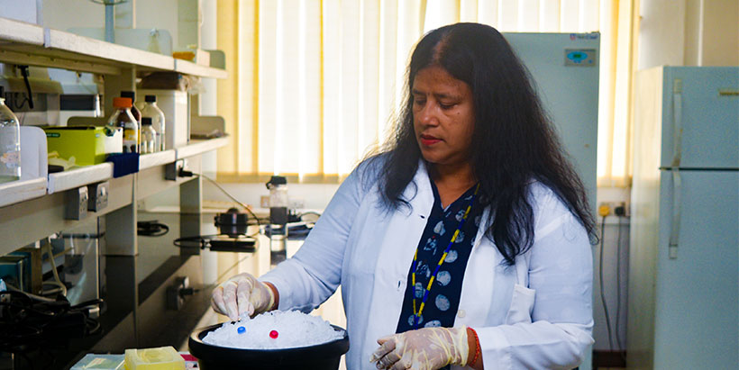 Dr Bhattacharjee in the laboratory