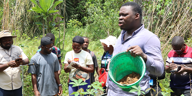 Dr Samuel Mesele during field practical demonstration.