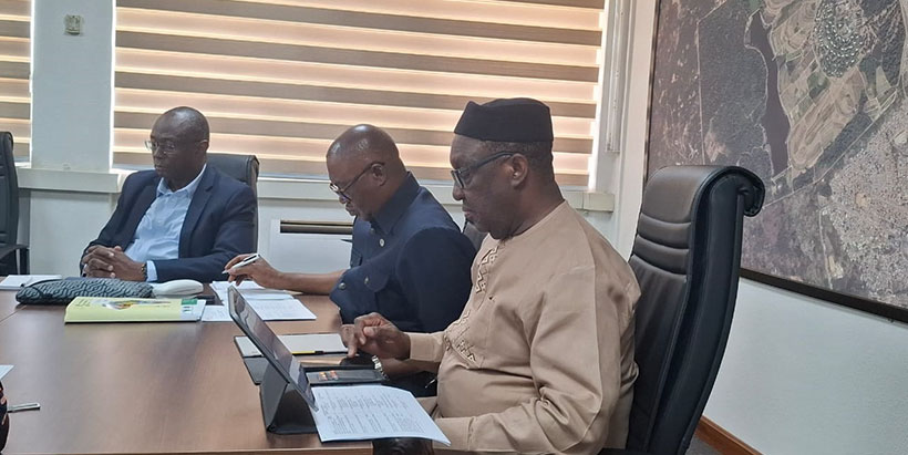 Dr Simeon Ehui with AfDB Director General for Nigeria, Dr Abdul Kamara and AfDB Chief Agro-Industry Officer, Dr Chukwuma Ezedinma during discussions.
