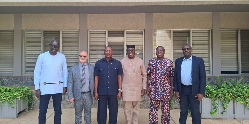 Dr Simeon Ehui with AfDB Director General for Nigeria, Dr Abdul Kamara, AfDB Chief Agro-Industry Officer, Dr Chukwuma Ezedinma, and some members of IITA Management team.