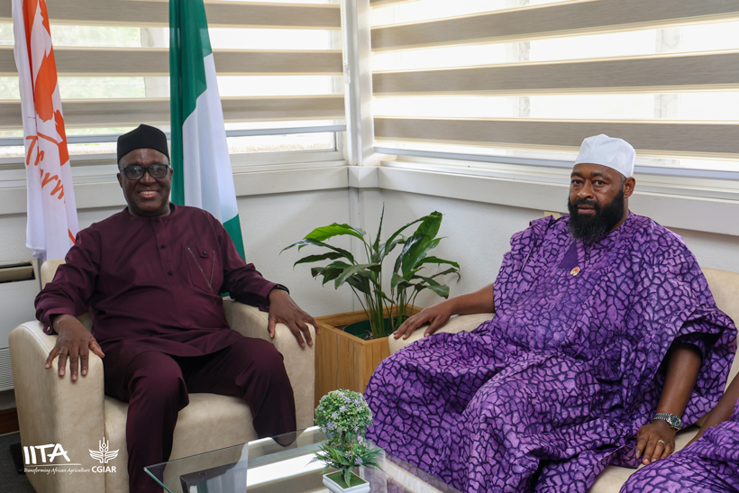 Dr Simeon Ehui with His Excellency Governor Mohammed Umaru Bago during a closed door meeting.