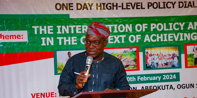 Dr. Debo Akande during his remarks at the stakeholders'dialogue event.