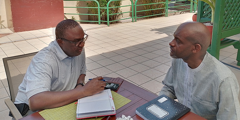 Dr. Ehui with Executive Director of the Forum for Agricultural Research in Africa (FARA) Aggrey Agumya (Photo credit: Timilehin Osunde/IITA).