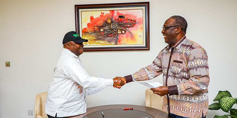 Dr. Simeon Ehui and Dr. Nteranya Sanginga after the signing of the collaboration agreement.
