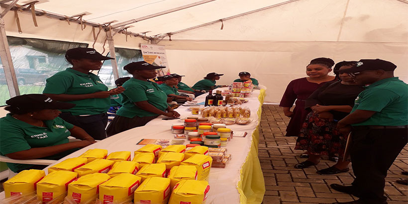 Showcasing products of youth-led enterprises to some participating stakeholders.