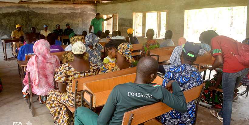 Forest Center Field Supervisor Olukunle Olasupo addressing attendees on forests and its gains to the Olokemeji community.