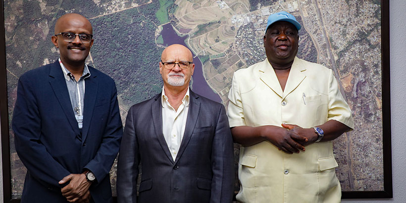 Foundation Deputy Director for Agriculture Dr. Obai Khalifa, Senior Program Officer for Agriculture Dr Audu Grema with IITA Deputy Director General, Partnerships for Delivery Dr. Kenton Dashiel.