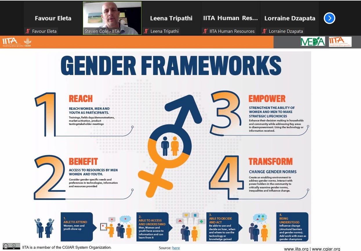 Sharing relevant gender frameworks during the seminar.