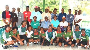 Picture of Group photograph of all the NEC members and the students from Olive Branches School at IITA-Ibadan