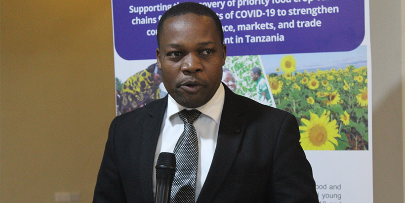 Guest of Honor, Mr Eleuter Kihwele speaking at the project launch.