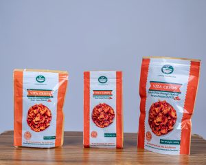 Vita Crisps, a healthy snack from PEMNIA WELLNESS, available in three different pack sizes.
