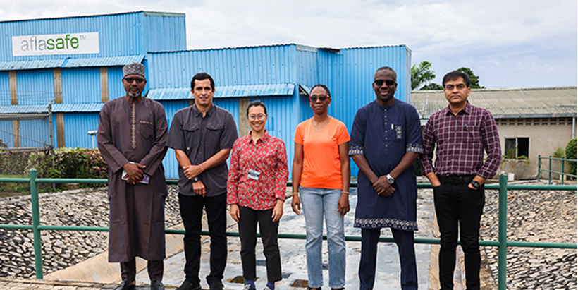 The Groupe Nutriset team during a tour of the IITA Aflasafe Unit.