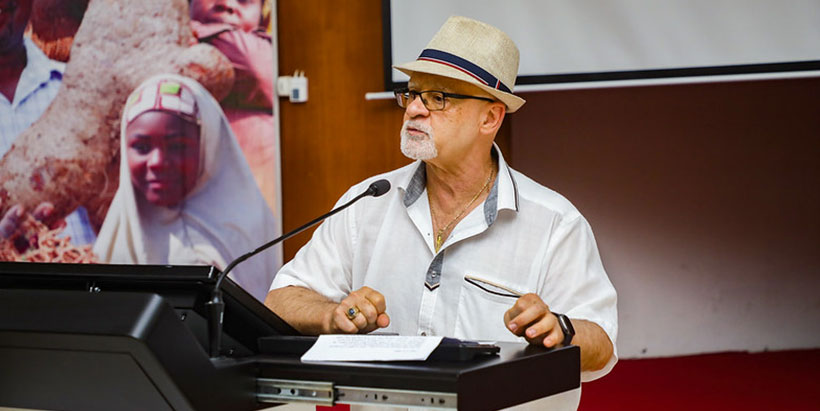 IITA Deputy Director Partnerships for Delivery Dr Kenton Dashiell during the opening remarks at the IITA Headquarters.