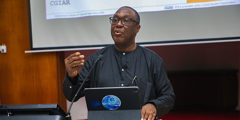 IITA Director General and CGIAR Director for Continental Africa Dr Simeon Ehui during the opening remarks at the Work Planning Week.