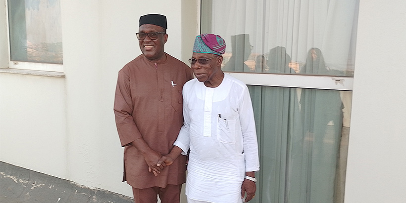 IITA Director General and CGIAR Regional Director for Continental Africa Dr. Simeon Ehui with IITA Ambassador Chief Olusegun Obasanjo