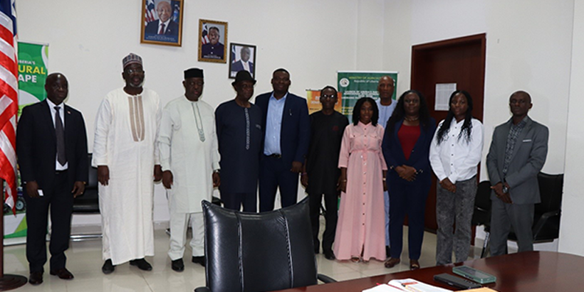 The IITA Liberia team with the Ministry of Agriculture team during the courtesy visit at the Minister's office.