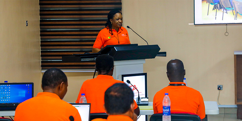 IITA Maize Unit Research Administrative Manager Bunmi Bussie talking about the EBS functionalities.