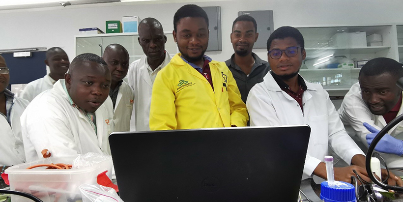 The Congolese trainees at an IITA-Tanzania laboratory.