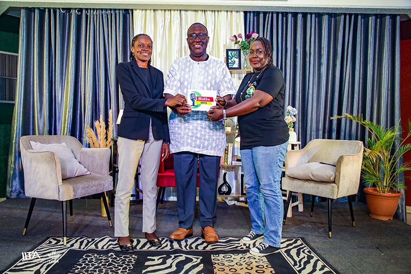IITA Director General Dr. Simeon Ehui with co-host of the maiden episode IITA TV Breakfast show, Hello IITA.