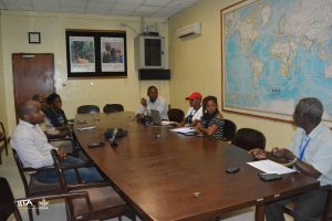 Ryan Francis speaking with Robert Asiedu and representatives of yam projects in IITA.