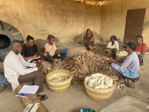 Gender researchers on the research field with farmers.